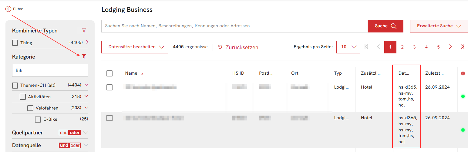 Liste Filter & Datasource
